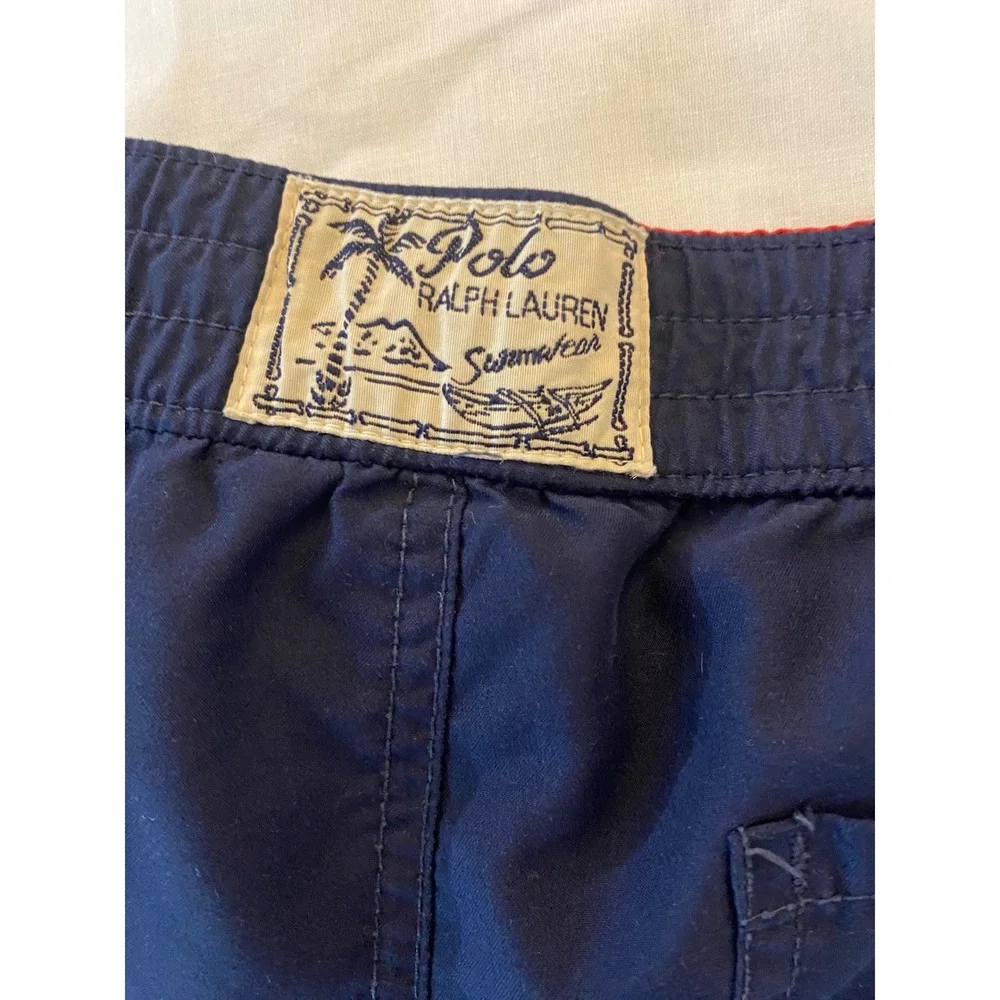 Polo Ralph Lauren Swim Trunks Kids Size M 10-12 Navy Blue Red Pony Logo Shorts